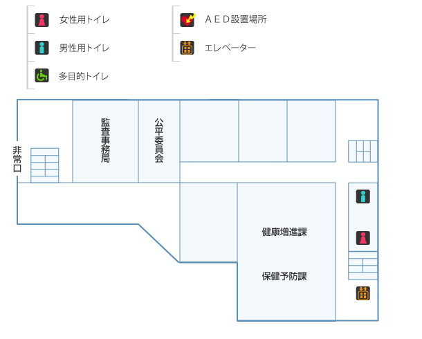 池田庁舎2階：女性用トイレ・男性用トイレ