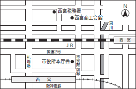 西宮市役所周辺地図