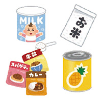 画像：粉ミルク・お米・缶詰・レトルト食品