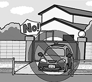 イラスト：通路橋を駐車場、物置、花壇などの目的で使用してはいけません