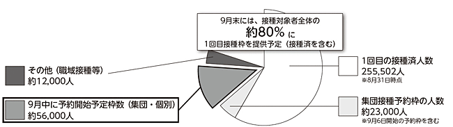 円グラフ：ワクチン接種枠の提供状況