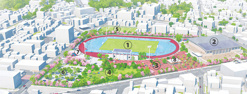 画像：西宮中央運動公園再整備事業のイメージ図