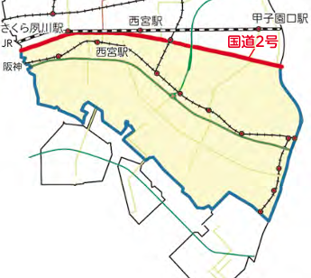 国道2号線周りの地図