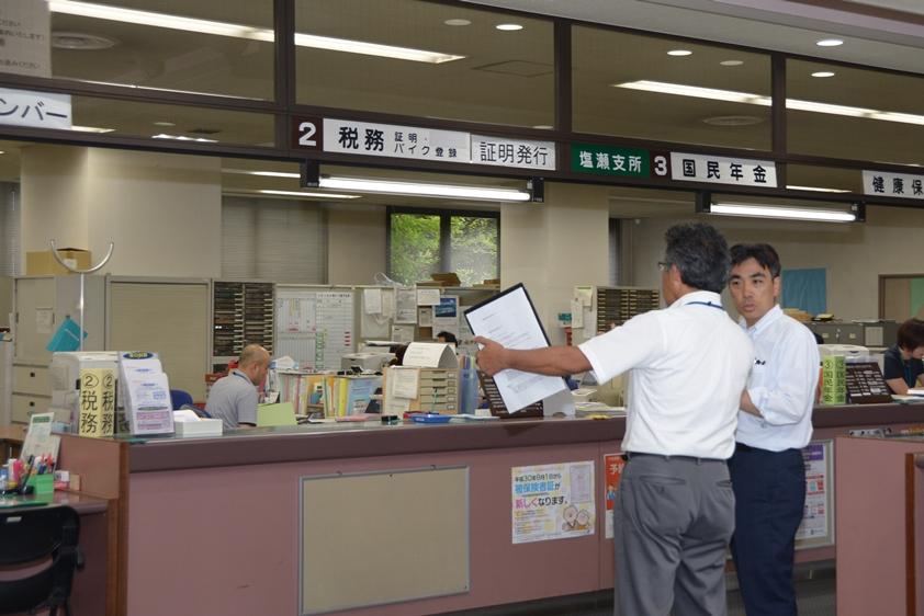 2018年8月8日塩瀬支所を訪問した様子