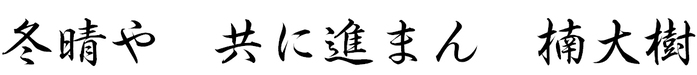 冬晴や　共に進まん　楠大樹