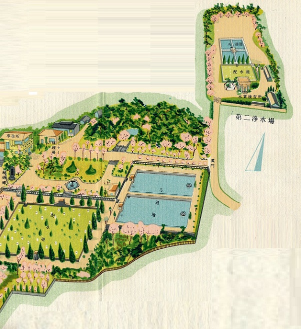 昭和38年 越水浄水場見取図 拡大図(東)