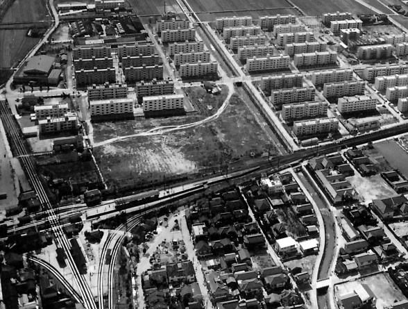 8 昭和34年ごろ 航空写真に見る西宮北口駅南西部